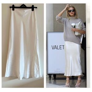 EUC Long Skirt in Washed Satin White S